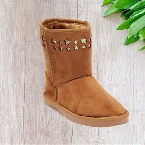 Rampage Microsuede Star Stud Faux Fur Lined Boot in Cognac 3M
